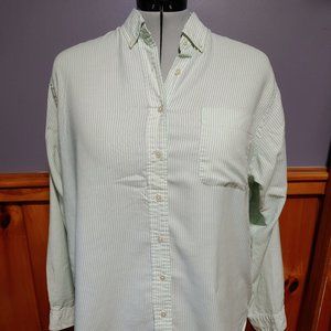 Lands End Green Striped Long Sleeve Shirt